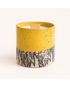 Bougie parfumée, pot en céramique jaune