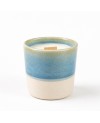 Bougie parfumée, pot en céramique émaillée bleu